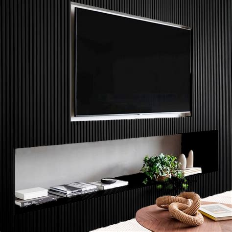 Painel Ripado Cor Preto Wpc Interno Wave 2 90m x 16cm 0 46m²