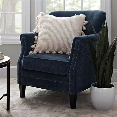 Accent Chair With Arms And Nailhead Trims Velvet Upholstered Button