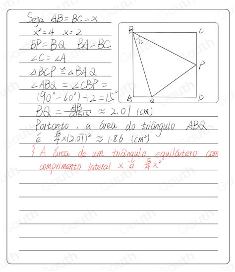 Solved Na Figura Abaixo O Quadrado Abcd Tem Rea Igual A Cm O