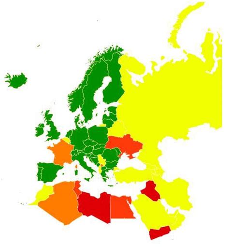 Color Coded Safety Map Showing Safe Destination Countries « Safe Destinations