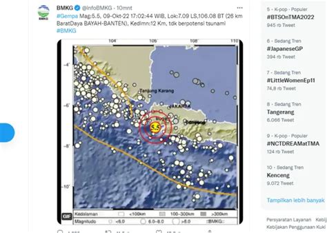 Gempa 5 5 Magnitudo Guncang Bayah Banten Terasa Hingga Tangerang