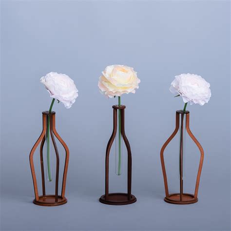 Wooden Flower Vase Set Of 3 Etsy