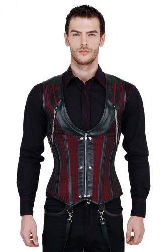 Mens Alaric Steampunk Gothic Corset Waistcoat Red Black Vg 16410 Corset