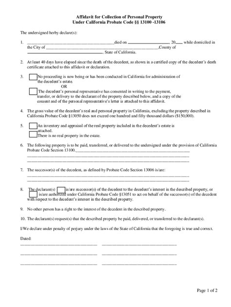 Fillable Online 16 Probate Code 13100 Affidavit Form Fax Email Print