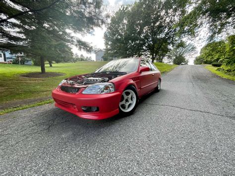 Stanced Red Ek Coupe