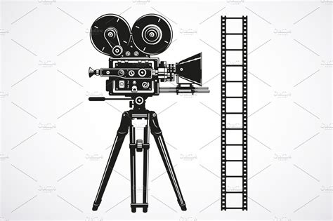 Vintage Film Movie Camera Vector Pre Designed Illustrator Graphics