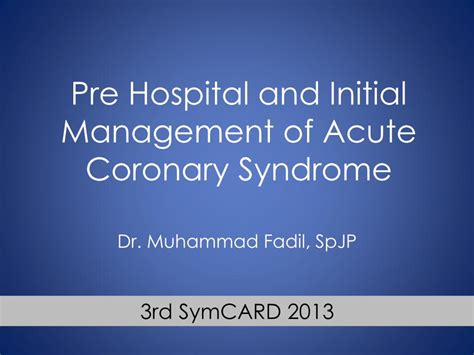 Pdf Pre Hospital And Initial Management Of Acute Coronary Syndrome