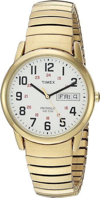 Timex Men S T N Easy Reader Mm Gold Tone Extra Long Stainless