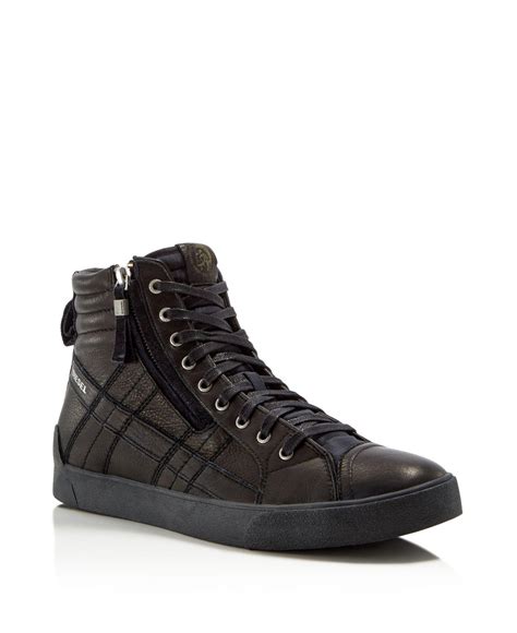 Lyst Diesel D Velows D String Plus Leather High Top Sneakers In Black