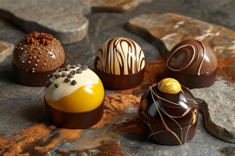 D Dulces De Chocolate Realistas Con Diferentes Aderezos Foto Premium