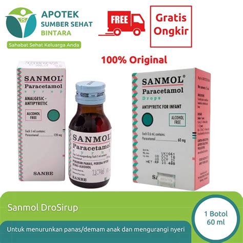 Jual GRATIS ONGKIR Sanmol Obat Demam Anak Drops 15 Ml Sirup 60 Ml