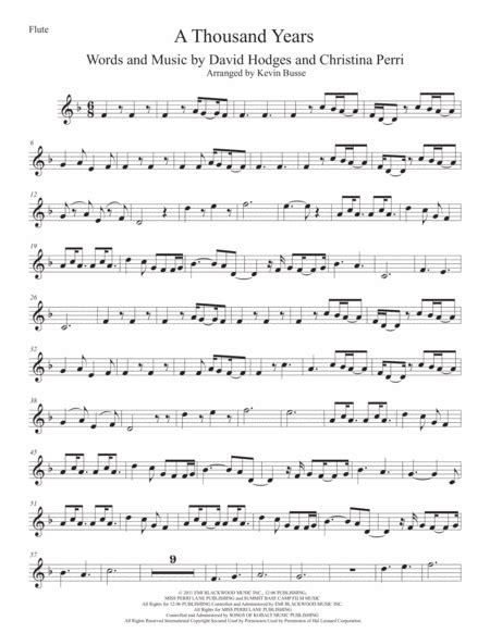 A Thousand Years Arr Kevin Busse Sheet Music Christina Perri