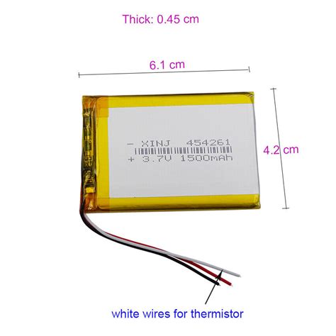 V Mah Wh Rechargeable Li Battery Ntc Thermistor Jst