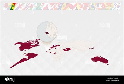 Enlarge The Map Of Senegal Selected On The Perspective World Map