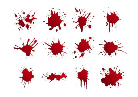 Premium Vector Red Blood Splatter Stain Set Vector Illustrations