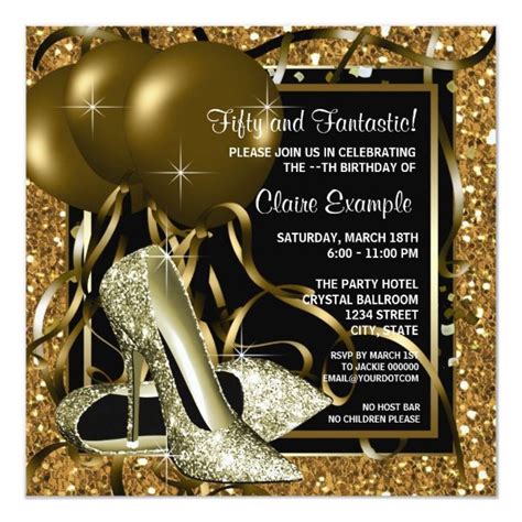 Womans Black And Gold Birthday Party Invitation Zazzle Artofit