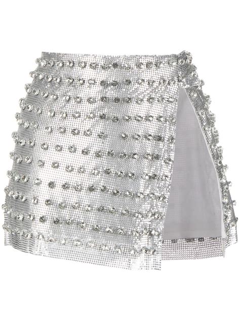 Retrofete Deandra Crystal Embellished Mini Skirt Silver Farfetch