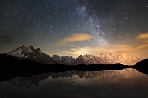 Matterhorn Under The Milky Way At Stellisee Lake In Switzerland