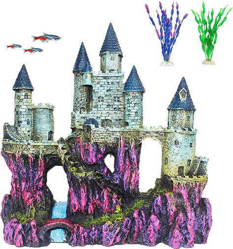 PINVNBY Aquarium Resin Castle Decoration Fish Tank Driftwood Castle