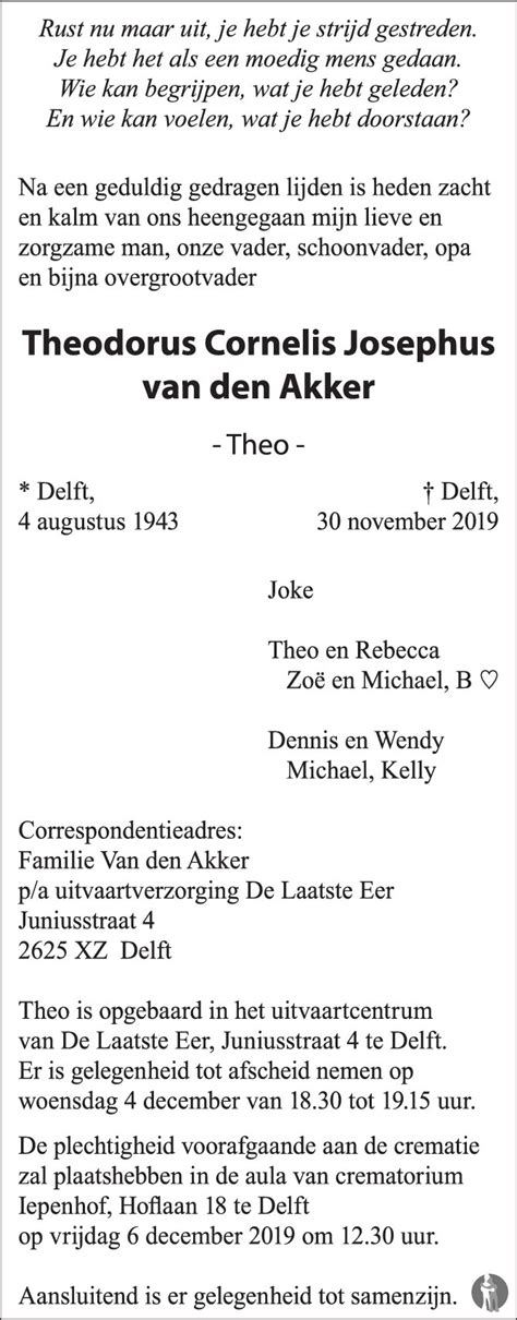 Theodorus Cornelis Josephus Theo Van Den Akker