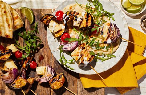 Miso Aubergine And Halloumi Kebabs Recipe Tesco Real Food