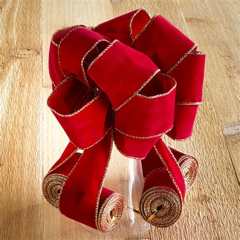 Wired Ribbon Christmas Tree Topper With Cascading Bows Red Velvet