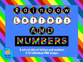 Rainbow Letters And Numbers Clip Art By Mary Kay Erben Tpt