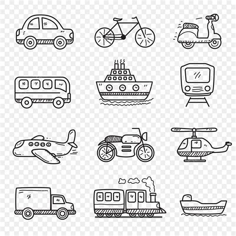 Dibujo De Conjunto Ilustraci N Vector Doodle Transporte En Lindo Estilo