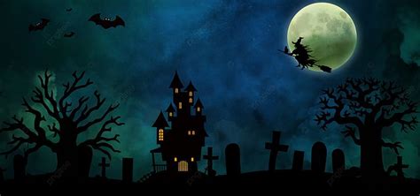 Fiesta De Brujas Halloween Fondo De Noche Oscura Halloween Banner