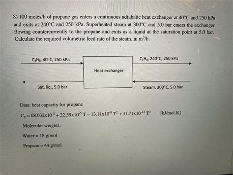 Solved 8 100 Moles H Of Propane Gas Enters A Continuous Chegg