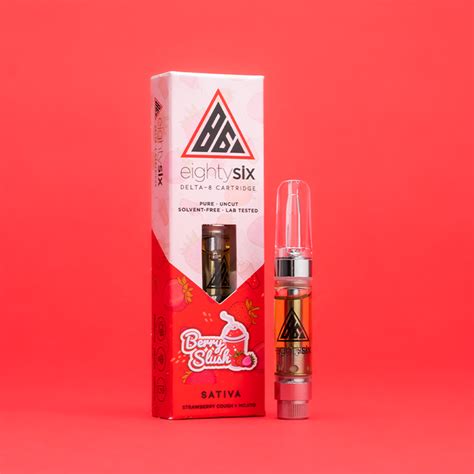 Eighty Six Berry Slush Delta 8 Thc Vape Cartridge Strawberry Cough