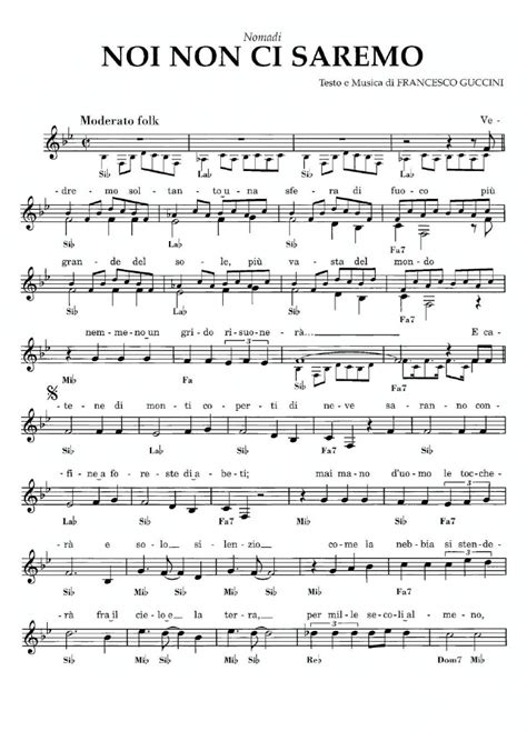 Nomadi NOI NON CI SAREMO Sheet Music Easy Sheet Music