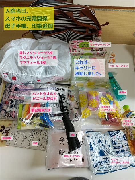 出産入院準備の持ち物リストと写真完成。キャリーケースとボストンバックに分けて行きます。 保育士うたのサイト