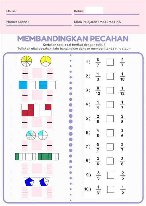 Latihan Soal Pecahan Worksheet In Worksheets Colorful Porn Sex