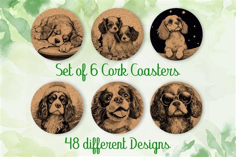 Cavalier King Charles Spaniel Coasters Set Of 6 Cork Coaster With