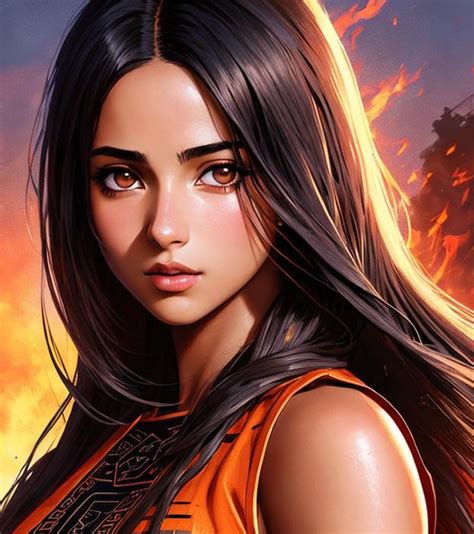 Manga Cover Art Naomi Scott With Brown Long Hair W