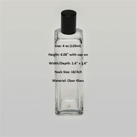 BulkPerfumeBottles 4 Oz 120ml Tall Square Clear Glass Bottle With