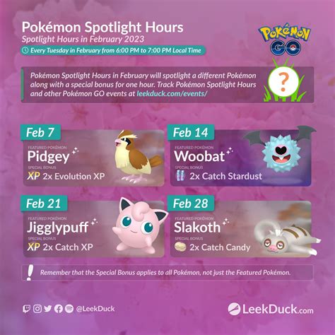 Leek Duck on Twitter Pokémon Spotlight Hours in February 2023 Track