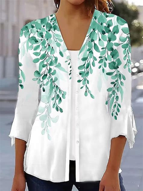 Printed Quarter Sleeved Cardigan Knit Quarter Sleeve Cardigan Blouse