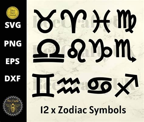 Zodiac Symbols Svg Bundle Sublimation Or For Vinyl Cutting Horoscope