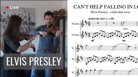 Cant Help Falling In Love Elvis Presley Violin Duet • Sheet Music • Noten Für Violin Duo