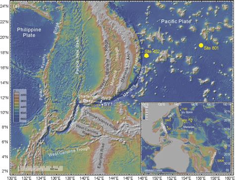 Bathymetric Map Of The Mariana Arc And Trench Showing The Locations Of