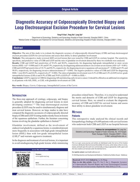 PDF Diagnostic Accuracy Of Colposcopically Directed Biopsy And Loop