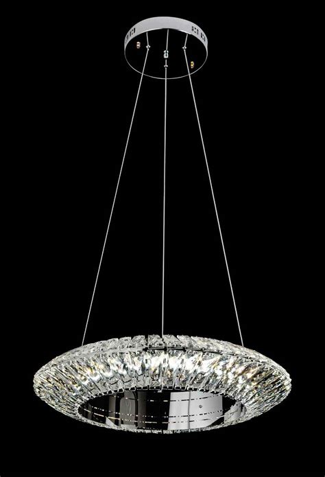 Lustre Pendente Redondo Anel Cristal LED 50CM 44W C Controle Remoto