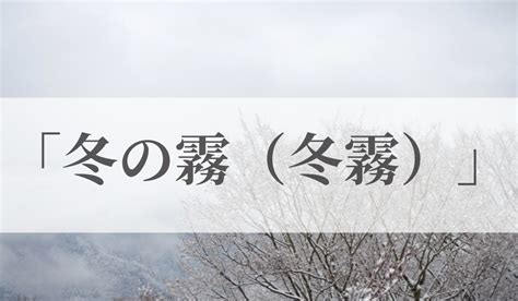 「冬の霧（冬霧）」の意味や読み方と由来！いつの季語？俳句も紹介！｜語彙力com