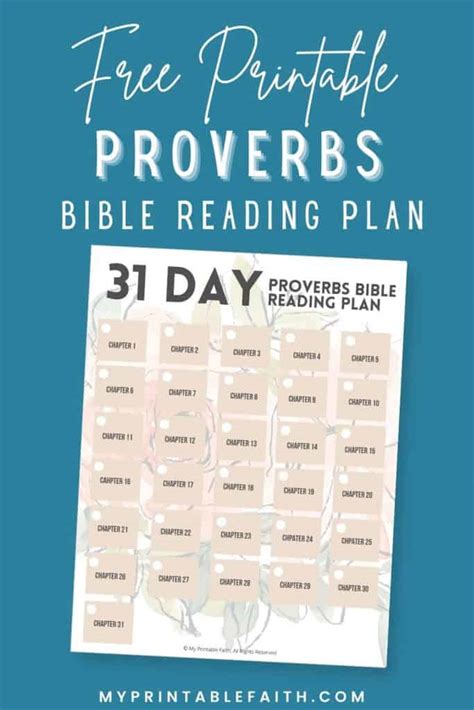 31 Day Bible Reading Plan - Book of Proverbs - My Printable Faith