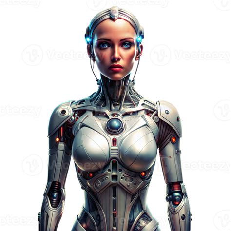 A Highly Detailed Futuristic Female Android Equipped With Advanced