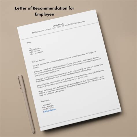 Letter of Recommendation for Employee Template Job Reference Job Referral Letter MS Word Instant ...