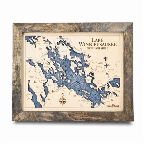 Lake Winnipesaukee D Wood Map Wall Art Nautical Wood Chart Etsy