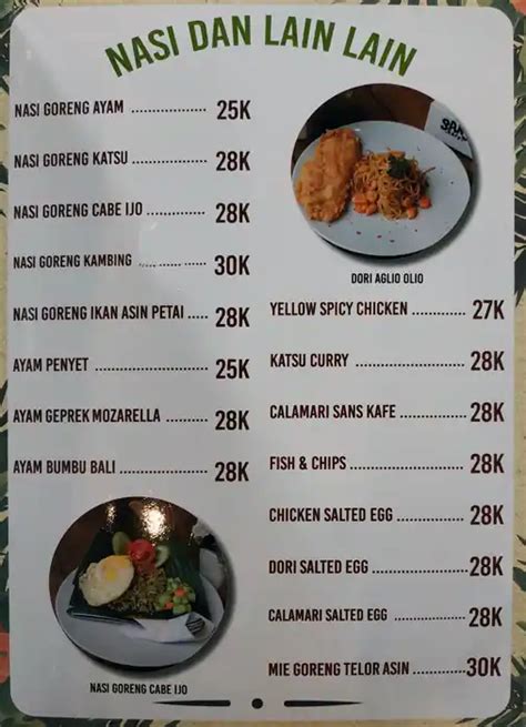 Menu At Sans Kafe Cafe Tangerang